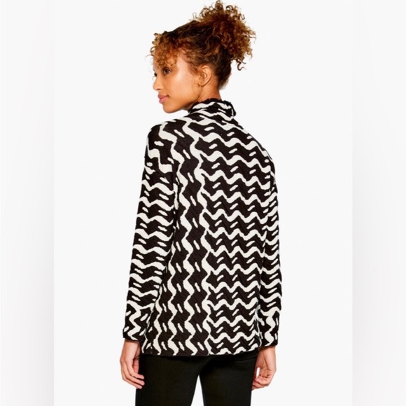NIC+ZOE Opposites Attract Sweater Black & White Mock Neck Long Sleeve Size M - Picture 3 of 14